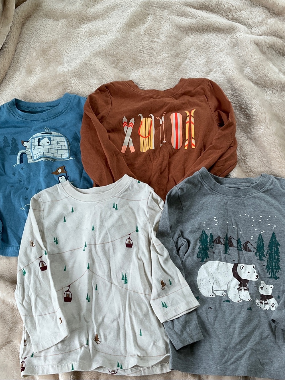 Toddler outdoor winter snow ski themed Long-Sleeve Top
